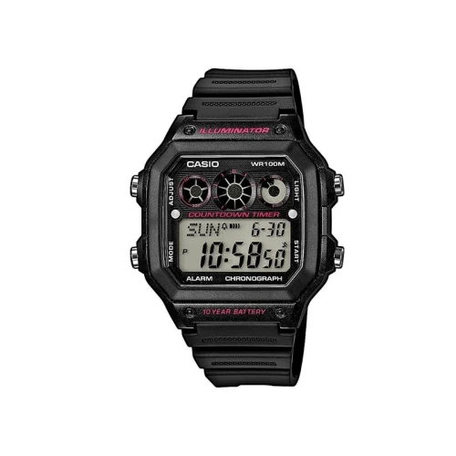 ساعت مچی کاسیو مدل AE-1300WH-1A2 بند رابر مشکی صفحه مشکی ضدآب